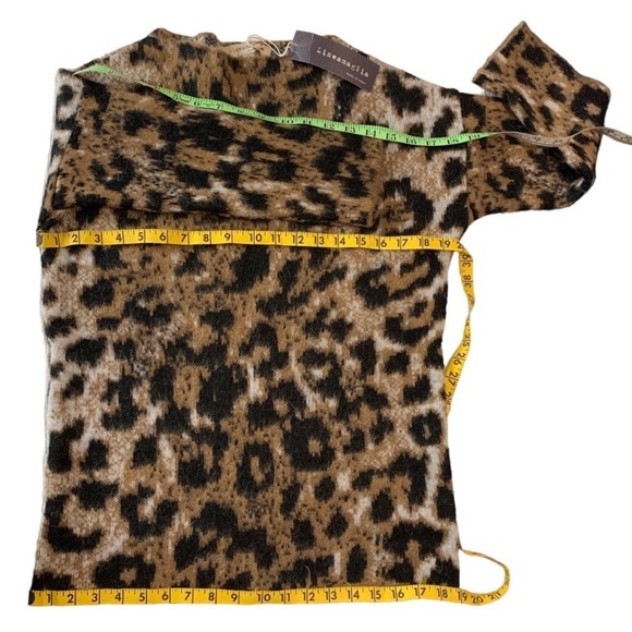 nwt Anthropologie Lineamaglia Italian Mohair Boxy Sweater Leopard Black Tan XS - Picture 7 of 16